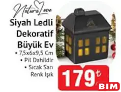 NATURALOVE SİYAH LEDLİ DEKORATİF BÜYÜK EV 7,5X6X9,5 CM